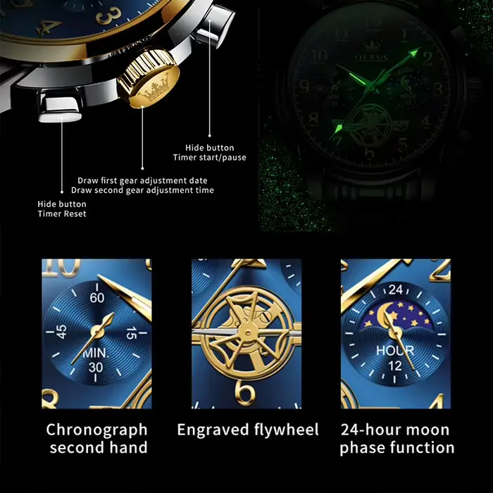 Montre-bracelet à quartz en acier inoxydable pour homme