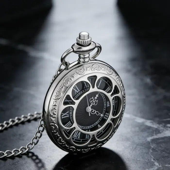 Montre de poche vintage rétro populaire en argent squelette ajouré chiffres romains montre pendentif quartz pour femmes hommes occassions spéciales