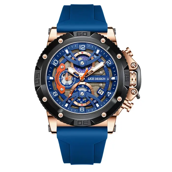 LIGE 2025 nouvelles montres pour hommes mode sport date chronographe montre à quartz bracelet en sil