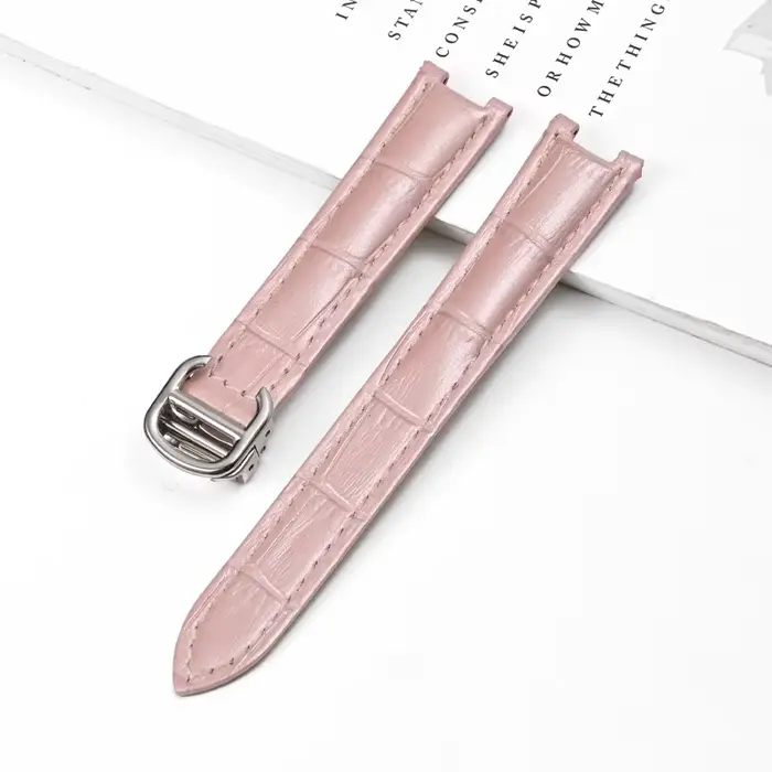 Bracelet de montre en cuir véritable pour montres traditionnelles avec boucle papillon en acier inoxydable pour hommes et femmes occasions spéciales