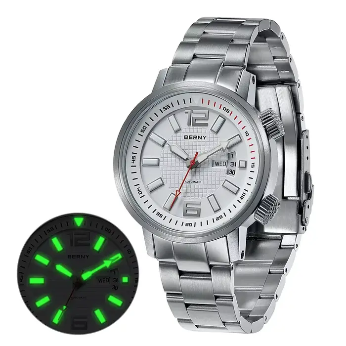 BERNY 20ATM plongeur montre mécanique automatique pour hommes Super lumineux étanche natation plongée montre-bracelet saphir auto-remontage