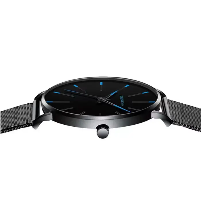 Montres à quartz avec bracelets en maille pour hommes et femmes