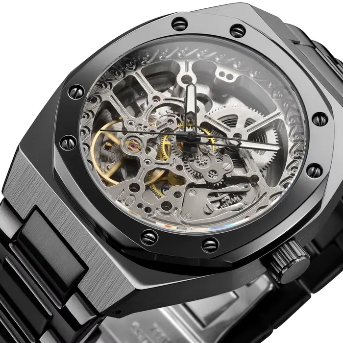 Nouvelle Montre Homme FORSINING Originale Haut de Gamme 2026 en Acier Inoxydable, Squelette Mécaniqu