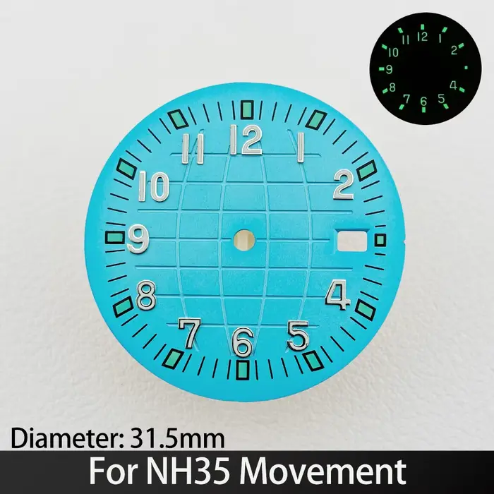 NH 35 31.5mm cadrans montre pour hommes adapté aux montres de mouvement de la série NH35 fonction lu