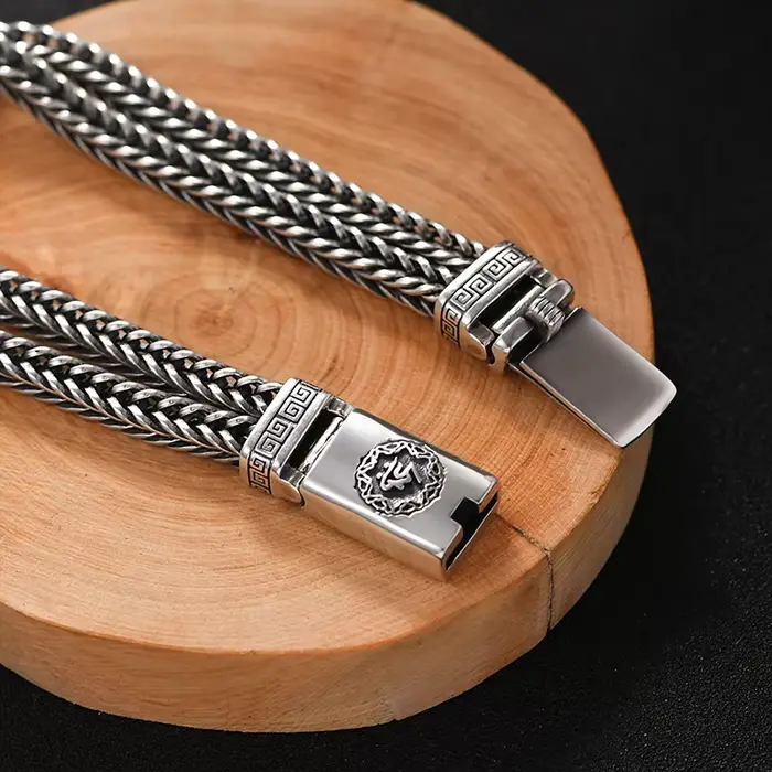 HX – Bracelet en argent tissé à la main pour hommes