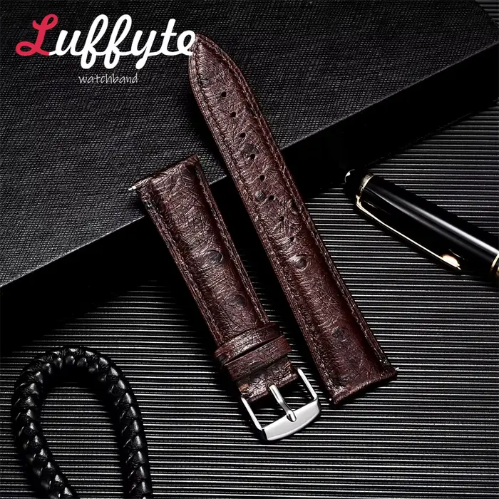Bracelet de montre en cuir de vachette motif d'autruche pour hommes et femmes élégants et sophistiqués pour toutes les occasions