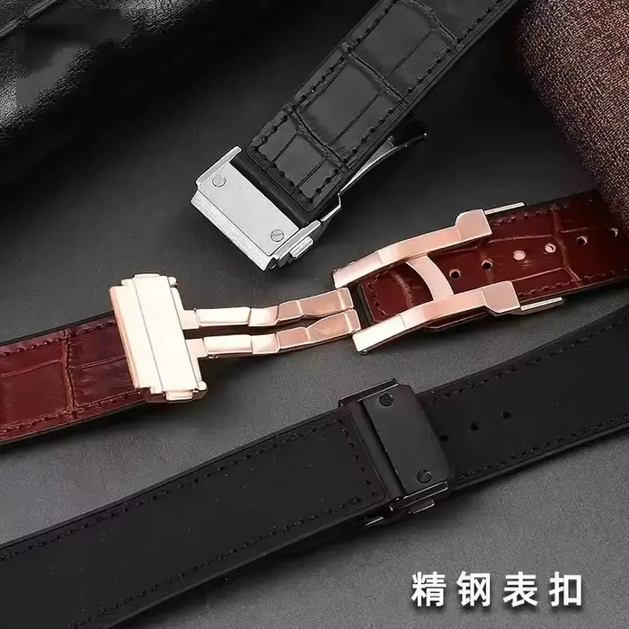Bracelet de montre en cuir de vachette classique pour montre traditionnelle avec fermoir en acier pour femmes et hommes occassions formelles et semi-formelles
