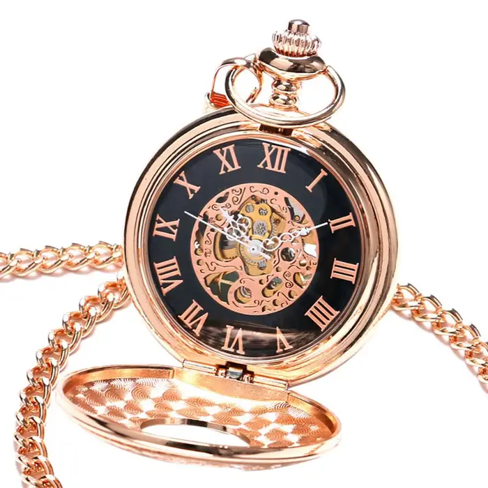 Montre à gousset — Montre de poche mécanique à breloques en or Rose
