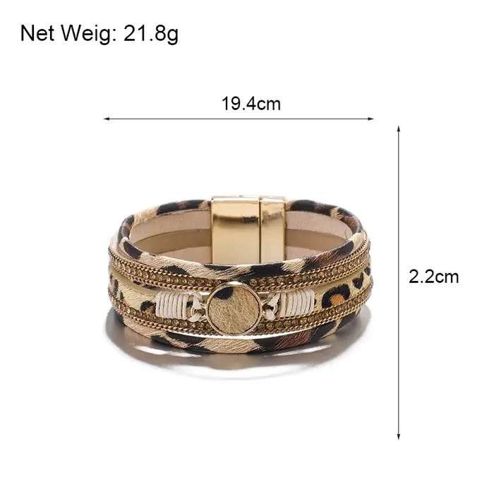 ALLYES – Bracelet bohème en cuir léopard pour femmes et hommes