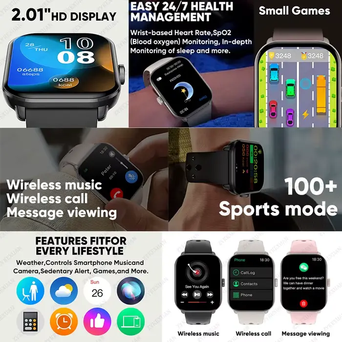 Montre connectée Boxuxing avec écran AMOLED, suivi de la santé et mode sport pour homme et femme occasions spéciales sportives et quotidiennes