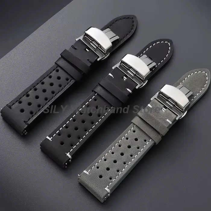 Bracelet de montre en cuir fait main vintage 18/19/20/21/22/24mm à libération rapide