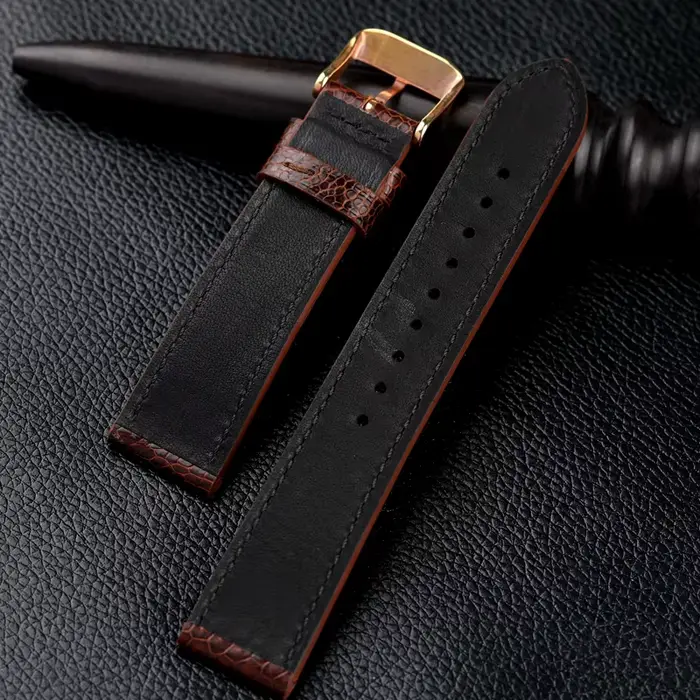 Bracelet de montre en cuir d'autruche fait à la main pour homme et femme occasions spéciales vintage