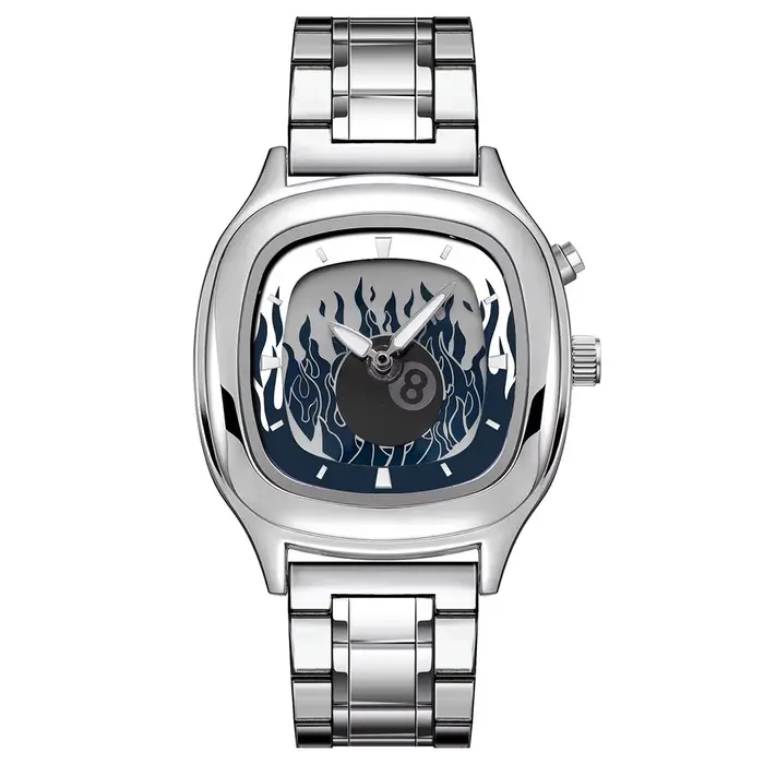 Montre rétro Millenium pour homme avec cadran flamboyant dynamique, montre-bracelet à quartz créativ