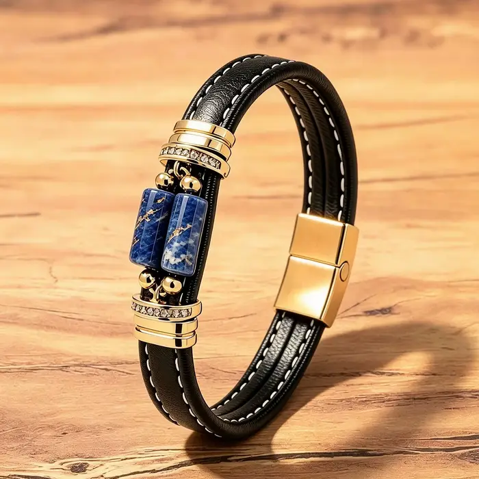 Bracelet de luxe en œil de tigre pour homme