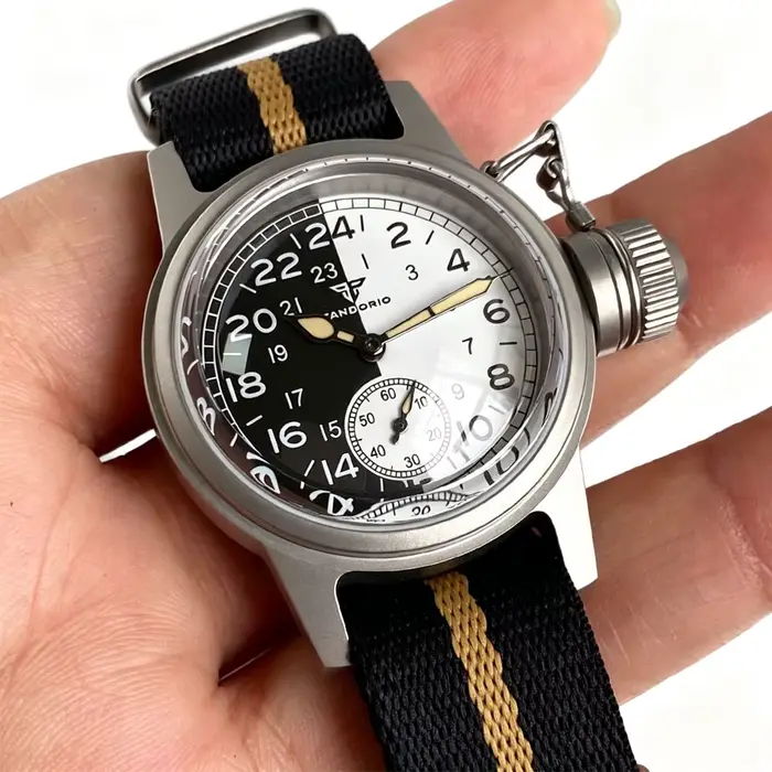 Montre de sport militaire Tandorio ST1701 robuste avec mouvement automatique Sea-Gull ST1701 pour homme résistance à l'eau 20 bars quartz bracelet nylon occasions sportives professionnelles