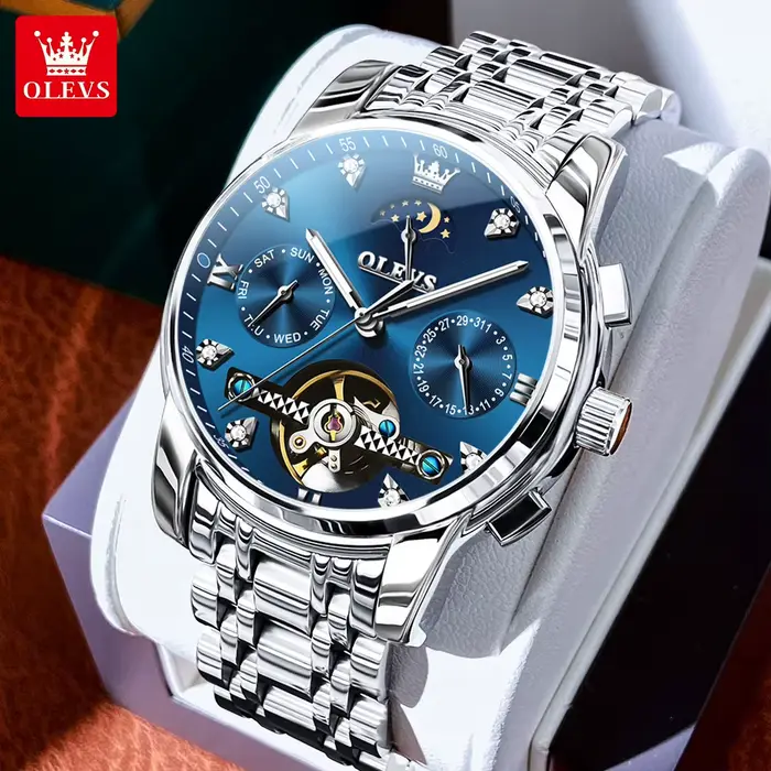 OELVS-Montres Mécaniques Automatiques pour Homme, Montre Tourbillon, Étanche, Shoous, Date, Semaine,
