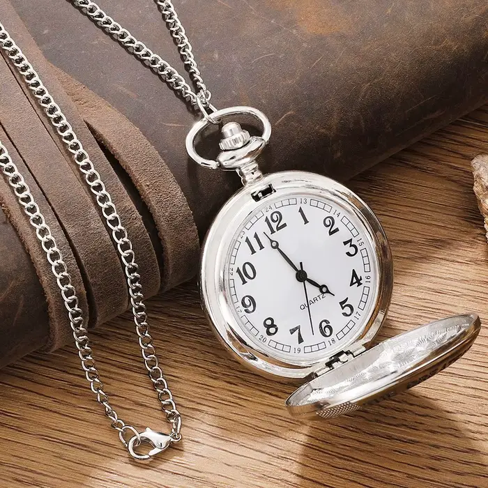 Montre de poche vintage à quartz en alliage argenté pour homme et femme occasions spéciales cadeau de luxe