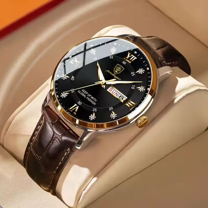 POEDAGAR marque de luxe hommes montres étanche lumineux en cuir Quartz homme montre-bracelet sport décontracté montre