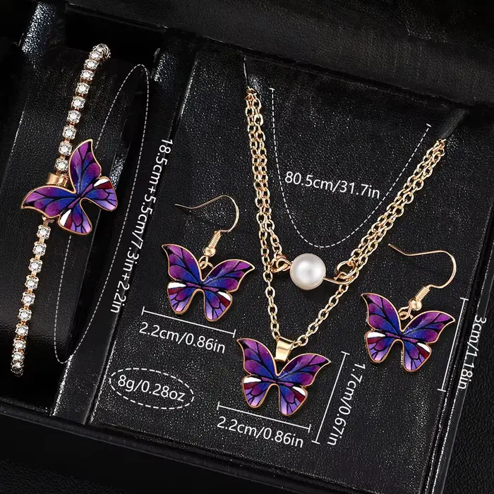 Ensemble de montres pour femmes en or rose avec bracelet en cuir violet