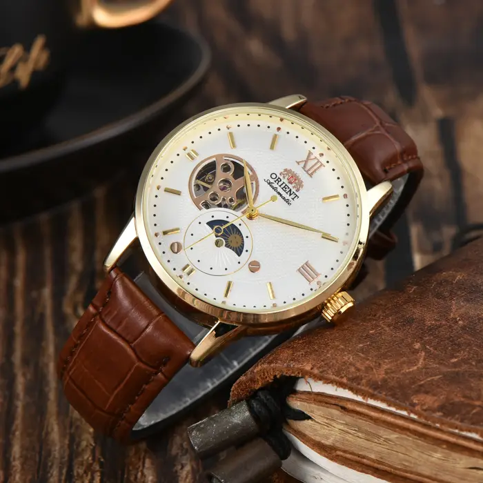 118A Store Orient Mechanical Unisex Automatic World Time Full Function Leather Strap Water Resistant Shockproof Star Series