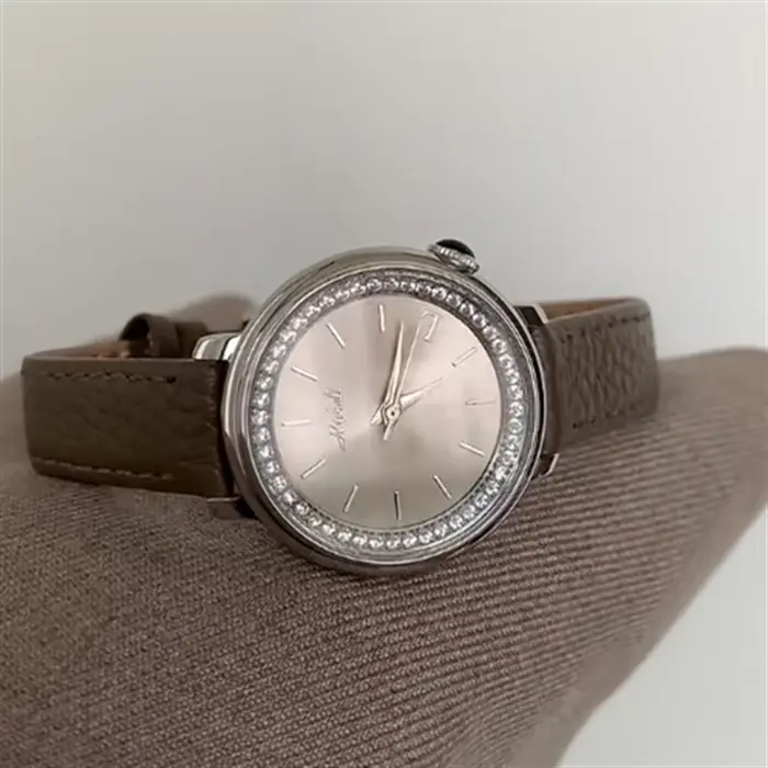 Montre-bracelet en cuir pour femmes, gris argenté, haute qualité, mode décontractée, luxe, cadeau po