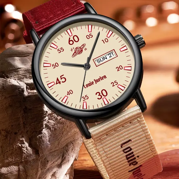 LOUIE JUELEN Montre personnalisée vintage américaine pour hommes
