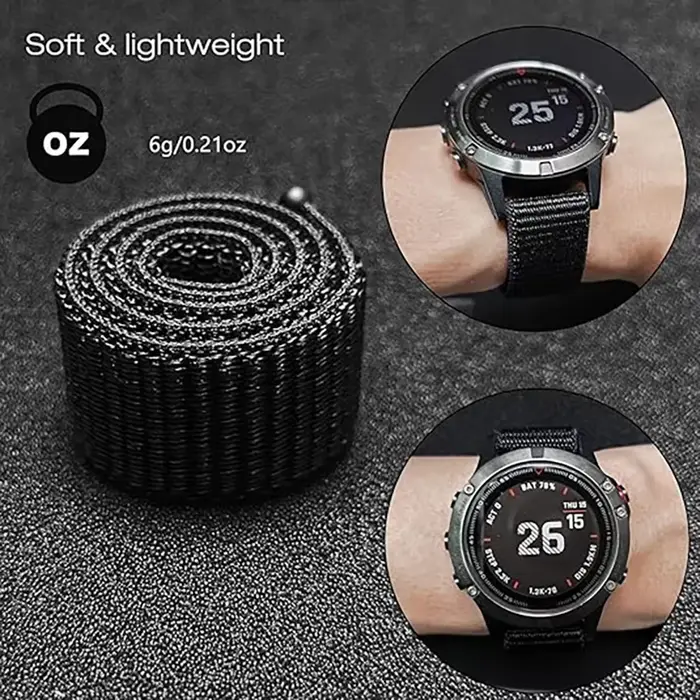 Bracelet de montre à ajustement rapide en Nylon à boucle à crochet pour Garmin Fenix 8 7X/Epix Pro/Instinct 3