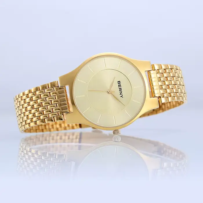 Montre Quartz Homme Or Mode Ultra Fine Boîtier en Titane Occasions Spéciales