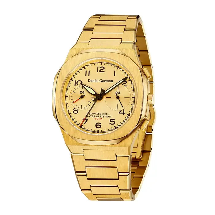 Montre Daniel Gorman élégante et multifonctionnelle résistante à l'eau pour homme avec affichage analogique-digital et date automatique