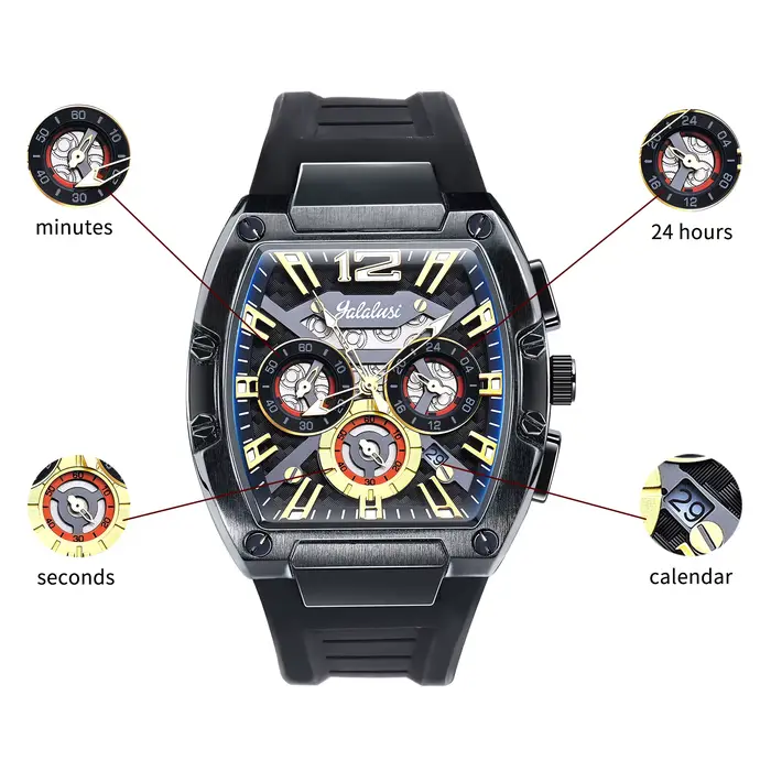 Montre sportive YaLaLuSi avec cadran large résistante à l'eau pour hommes styles casual et fashion occasions quotidiennes et spéciales