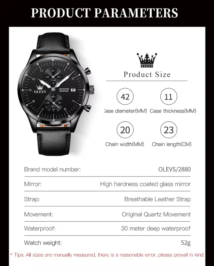 OLEVS 2880 montre de luxe homme Simple mode bracelet en cuir chronographe Date automatique étanche lumineux horloge à main montres à Quartz hommes