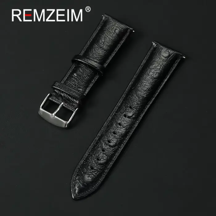 Bracelet en cuir véritable motif d'autruche, 18mm 20mm 22mm, en cuir de vache, à dégagement rapide, 