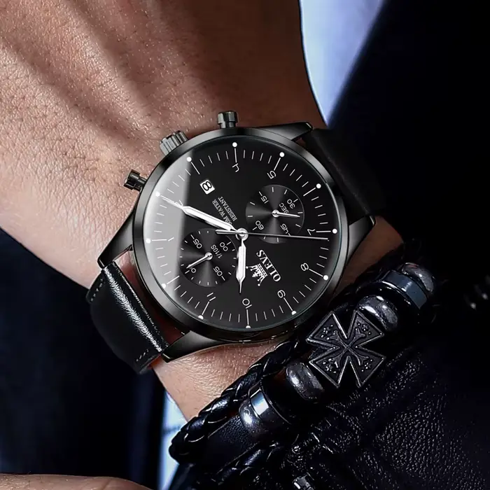 OLEVS 2880 montre de luxe homme Simple mode bracelet en cuir chronographe Date automatique étanche lumineux horloge à main montres à Quartz hommes