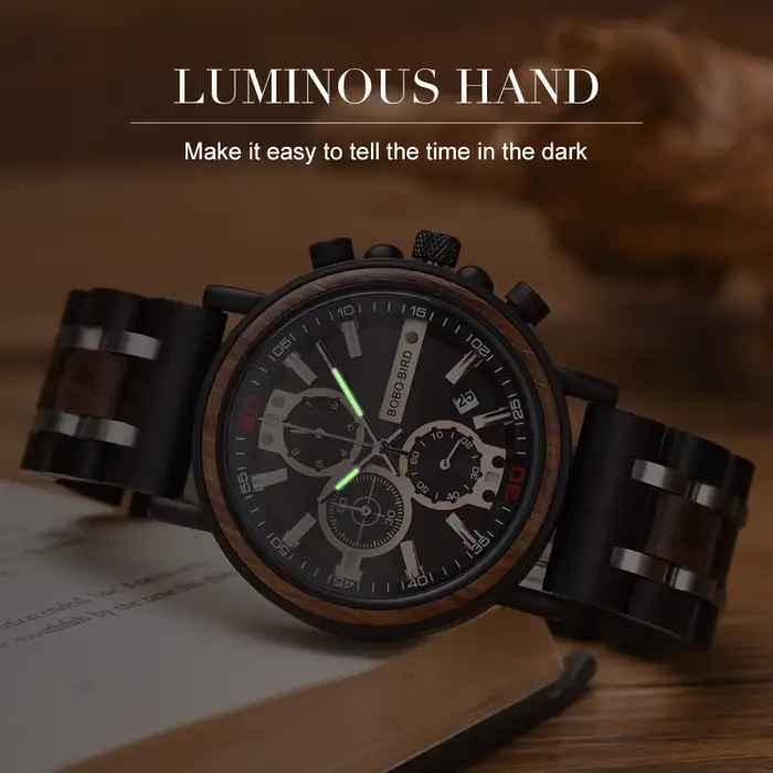 BOBO BIRD - montre militaire boisée pour hommes