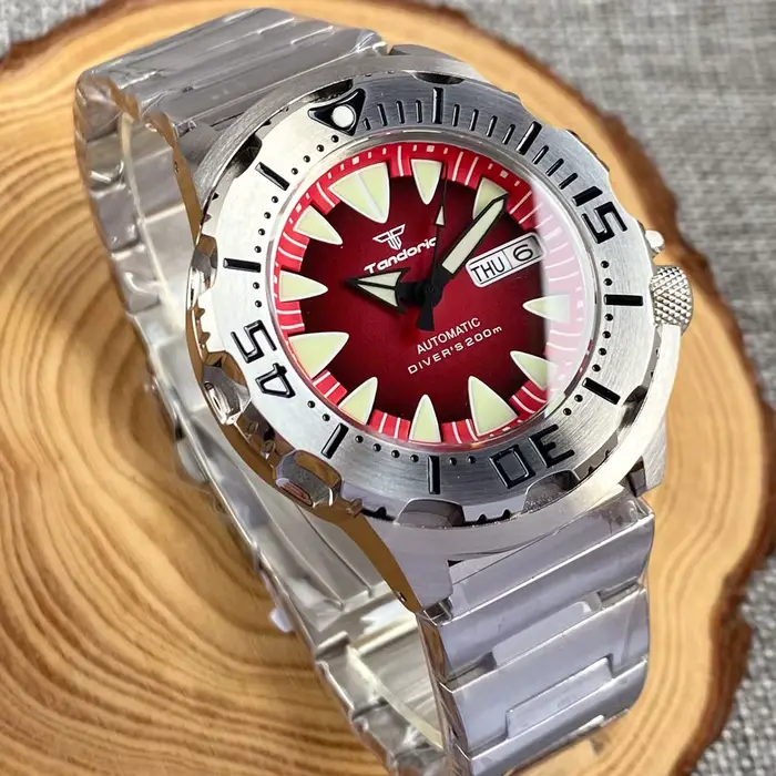 Montre Monster Orange Tandorio pour Hommes Robuste et Élégante Mécanique avec Boîtier Acier Inoxydable et Bracelet en Acier Occasions Spéciales et Activités Extérieures