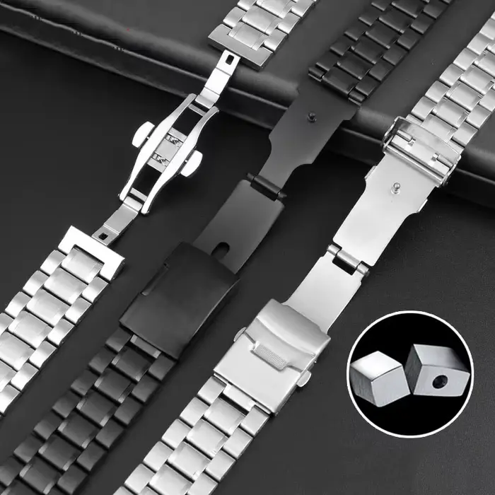 Bracelet de montre incurvé en acier inoxydable pour homme