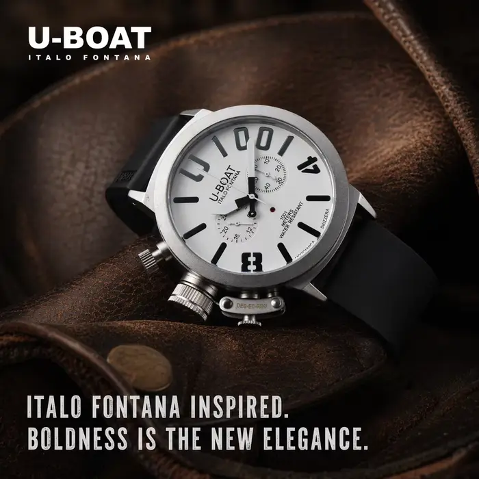 Montre chronographe à quartz U-BOAT Italo Fontana pour homme | Bracelet en silicone de 44 mm