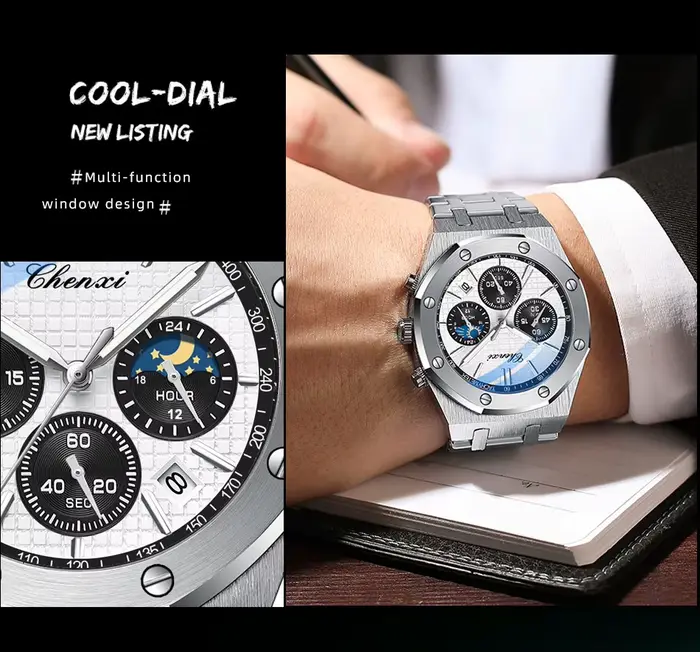 CHENXI Montre de luxe pour hommes d'affaires de marque haut de gamme