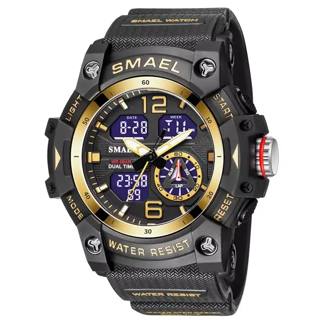 SMAEL-Montre-bracelet de sport militaire pour homme, chronomètre d'alarme, rétroéclairage numérique 