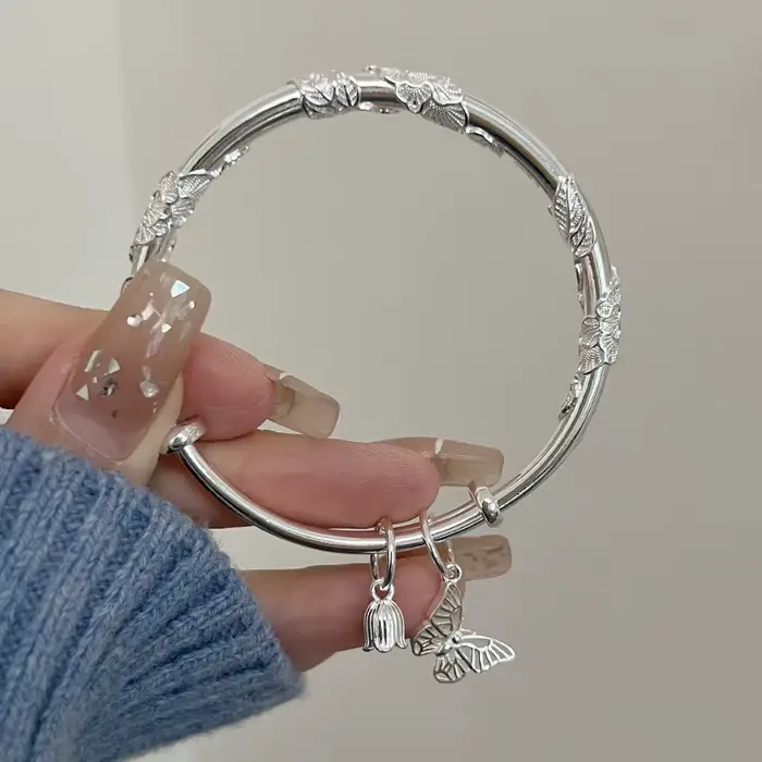 Bracelet papillon réglable en argent regardé 925 pour femme