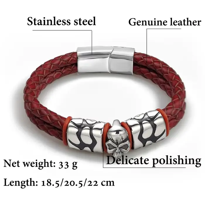 Bracelet Pop Style bohème en acier inoxydable 316 pour homme, accessoires de tête fantôme, Bracelet 