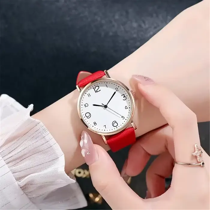 Femmes montres décontracté chiffres arabes en cuir analogique