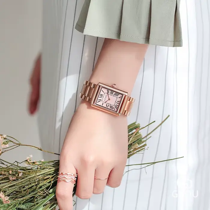 Guou-Montre-bracelet de luxe en maille d'acier pour femme, montres pour femme, horloge simple, montre à quartz pour femme, marque supérieure, mode
