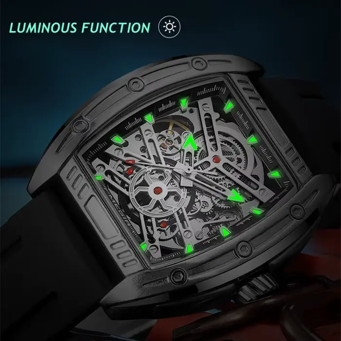 MEGIR mécanique montre pour hommes horloge mode 44MM cadran mouvement automatique lumineux étanche Sport