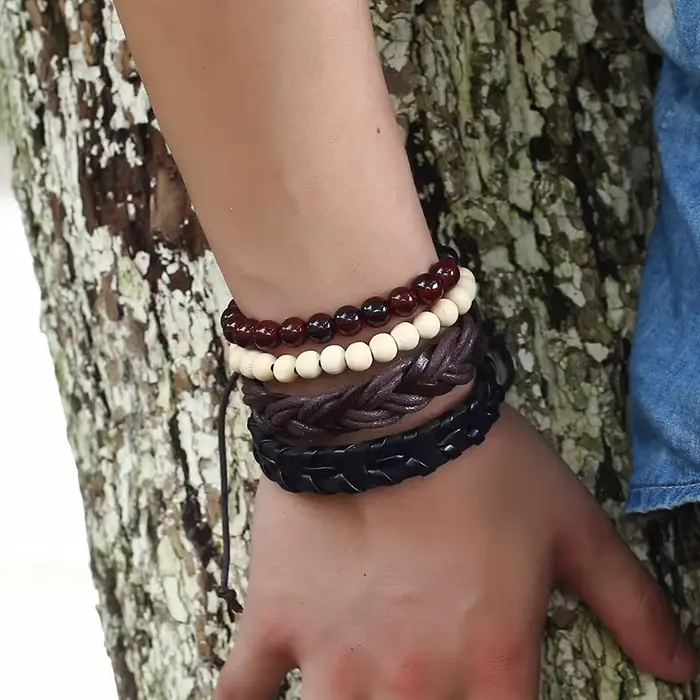 Bracelet en cuir tissé à la main pour hommes