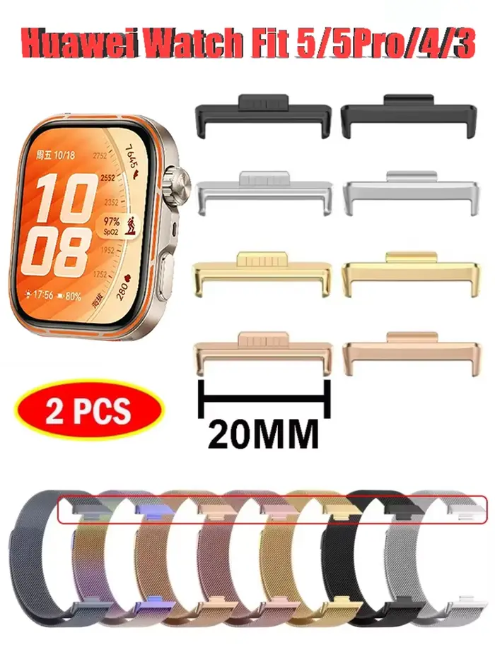 Connecteurs de bracelet PEO pour Huawei Watch Fit 5 Pro 4 3 accessoires bracelets de montre en acier inoxydable pour femmes et hommes occasions quotidiennes et spéciales
