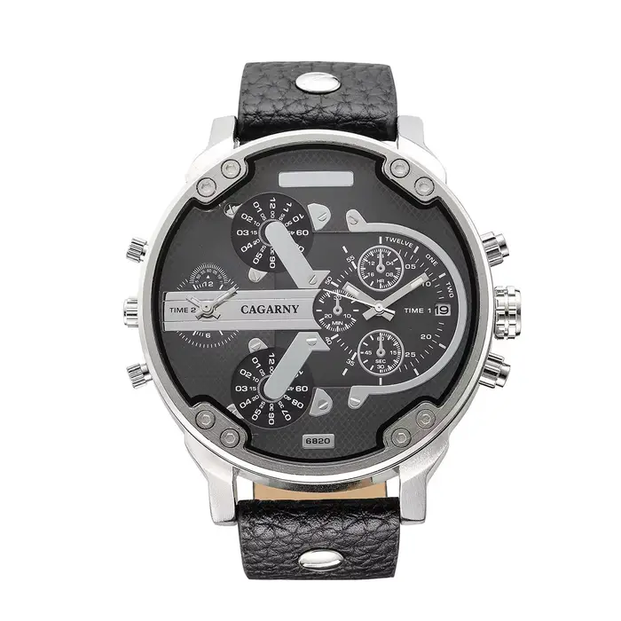 CAGARNY 6820 double affichage de l'heure sport montre pour hommes de luxe grand cadran Quartz étanch