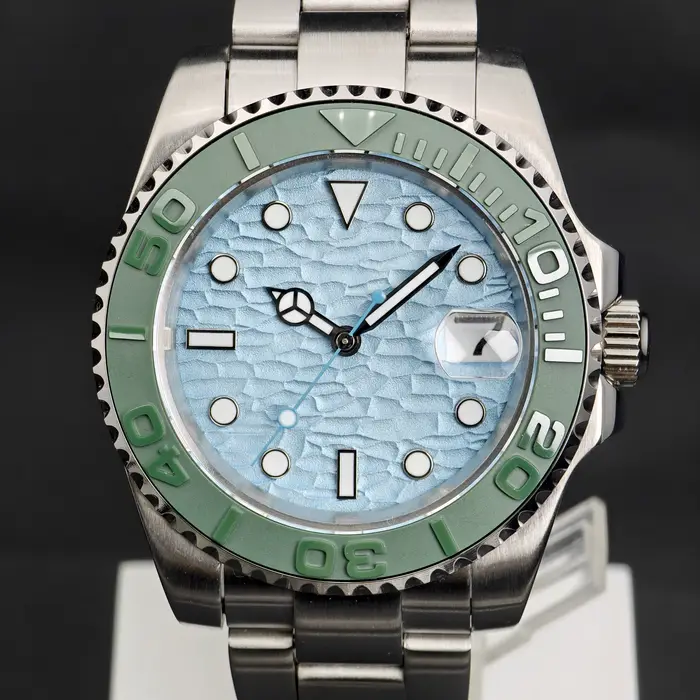 Montre de plongée automatique CORGEUT pour homme, mouvement NH35, cadran bleu glacé martelé, lunette