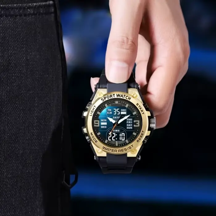 Montre de sport numérique pour hommes, réveil, chronométrage, fonction date, boîtier en alliage, par