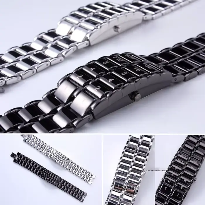 Montres de couple, montre-bracelet numérique à LED binaire